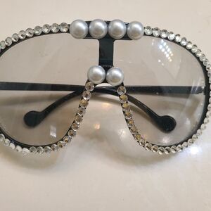 Glamorous Pearl and Crystal Embellished Sunglasses